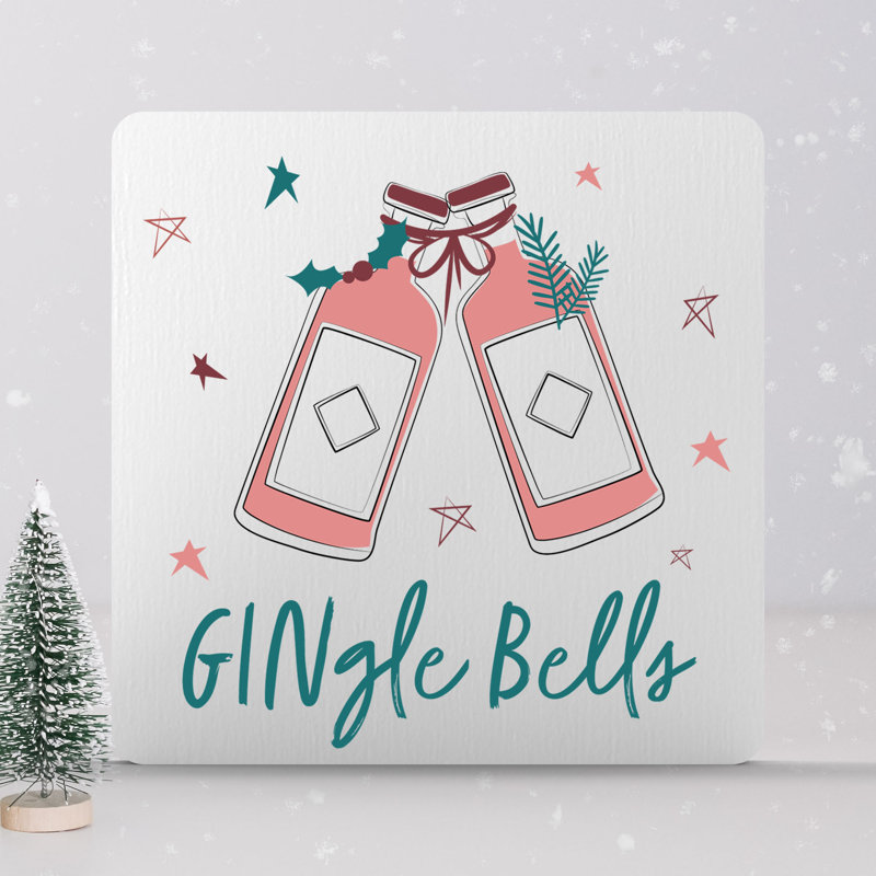 Alcohol Gingle Bells Square Ceramic Block
