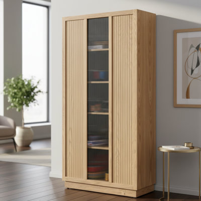 Nora 5-Shelf Sliding Door Storage Cabinet