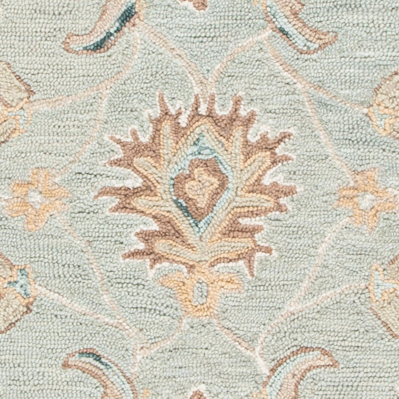 Desmondia Handmade Wool Aqua/Ivory Rug, Round 4'