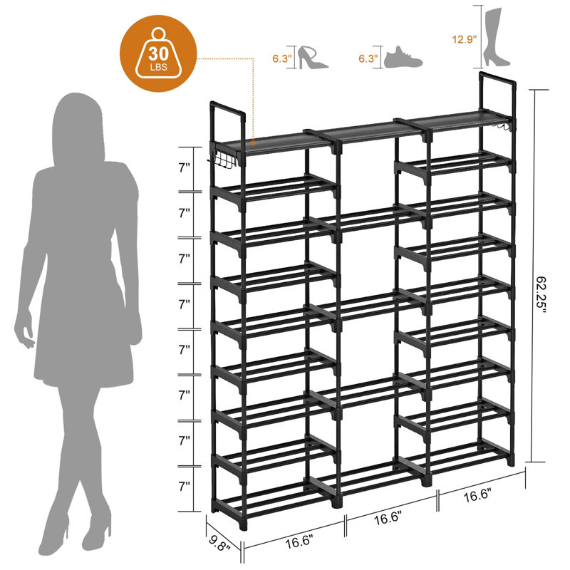 55 Pair Shoe Rack, Black