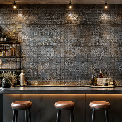 Paquet de 5 panneaux muraux 3D en métal 12 po x 12 po, tuiles décoratives texturées en acier inoxydable, panneaux muraux réfléchissants pour bar à la maison, salle de jeux, studio, décoration murale