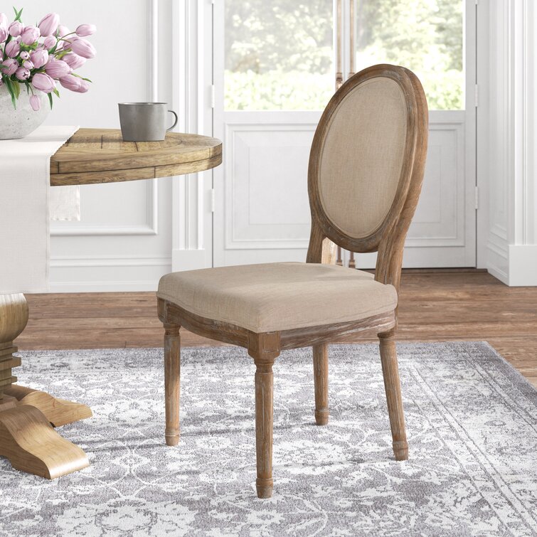 Kathlene Upholstered Oval Back Side Wood Chair (Set of 2) One Allium Way Upholstery Color: Linen