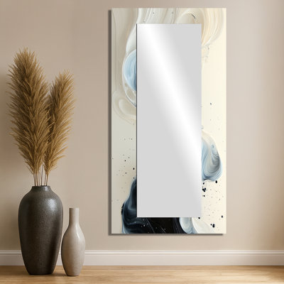 Noir et blanc en spirale encre rythmique «River I» - art mural miroir, imprimé sur métal