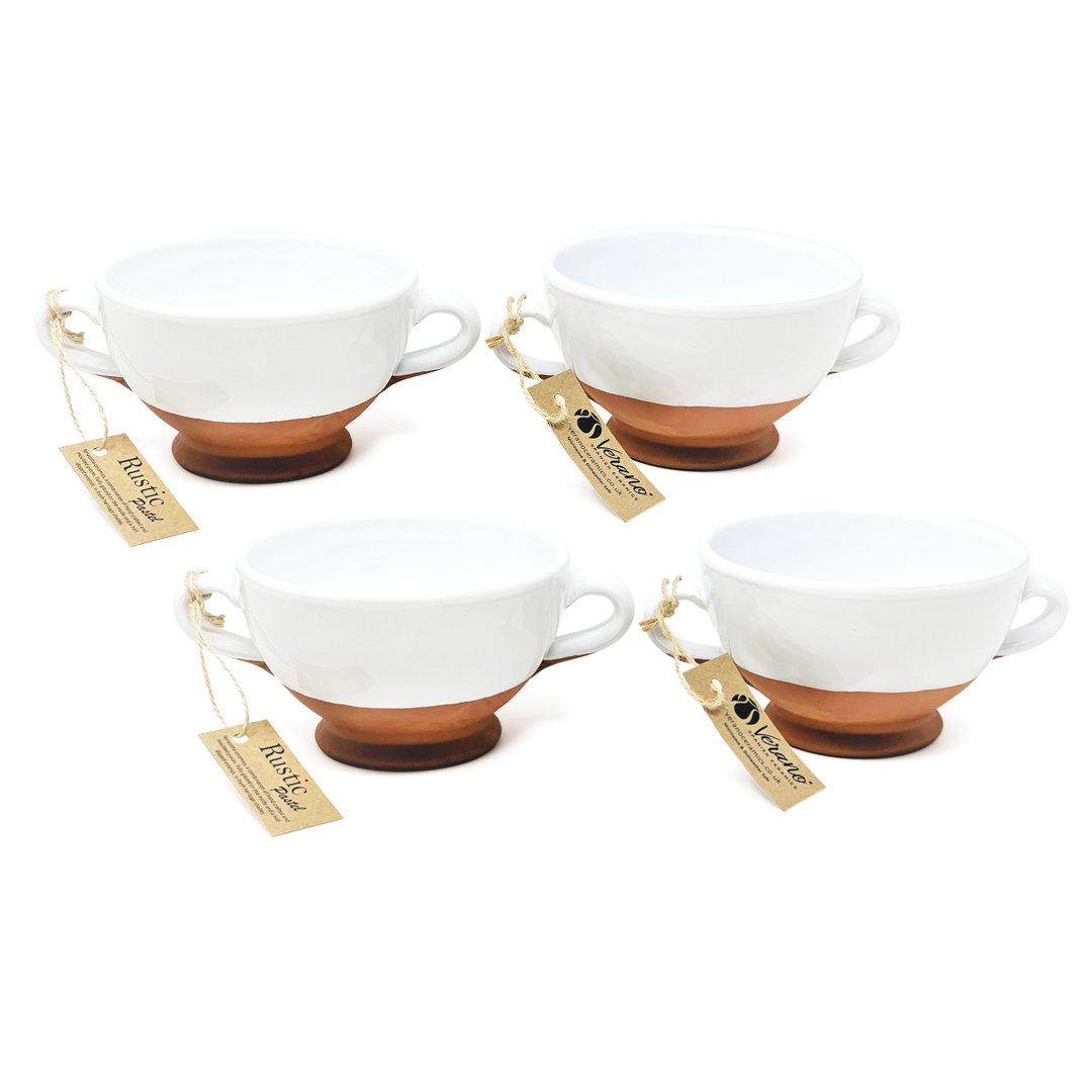 Rustic Pastel - Soup Bowl (half Dipped) - White - Set Of 4