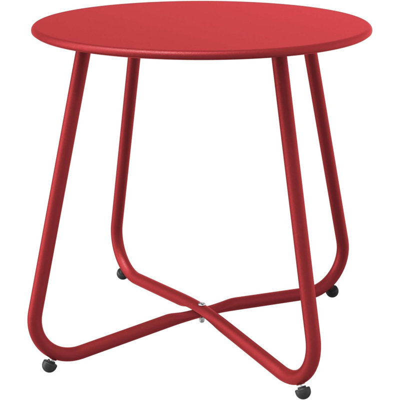 Side Table 18" Weatherproof Steel Outdoor Indoor Side Table For Garden Balcony Pool & Tailgate Rust Resistant Portable End Table