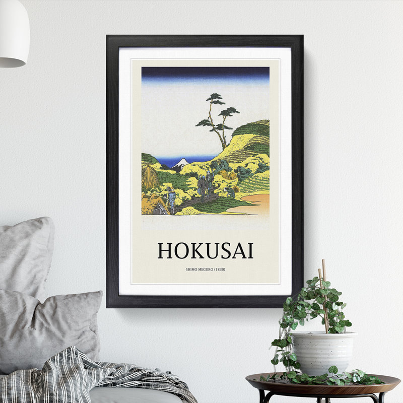 Shimomeguro by Katsushika Hokusai - Picture Frame Painting, 48cm H x 36cm W x 2cm D, Black