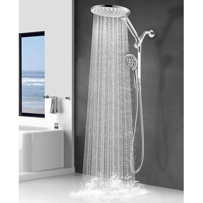 2-In-1 High Pressure Rainfall & Handheld Shower Head Set, 8" Rain Shower With 10 Modes Handheld