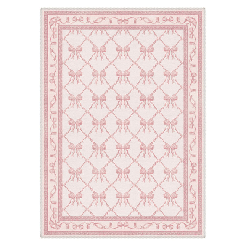 Tapis rose anti-dérapant Coquette, Rectangle 5 pi x 7 pi