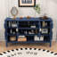 Buffet moderne à quatre portes avec tablettes réglables, rangement ouvert et portes géométriques-327998299