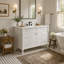 Meuble-lavabo vintage sur pied avec six tiroirs, deux portes et charnières à fermeture en douceur pour le rangement-2127317562