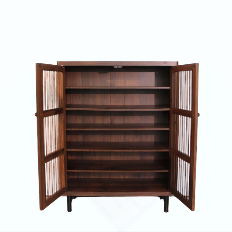 Armoire à chaussures à 6 niveaux avec portes à persiennes, organisateur de porte d'entrée réglable avec façade à volets, étagère à chaussures moderne en bois aggloméré avec pieds en métal pour le couloir, le salon et le rangement des placards