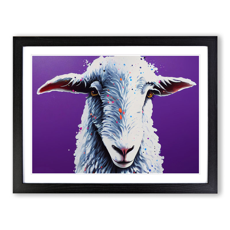 Colourful Sheep Vol.2 - Single Picture Frame Print, Black Framed, 25cm H x 34cm W x 2cm D