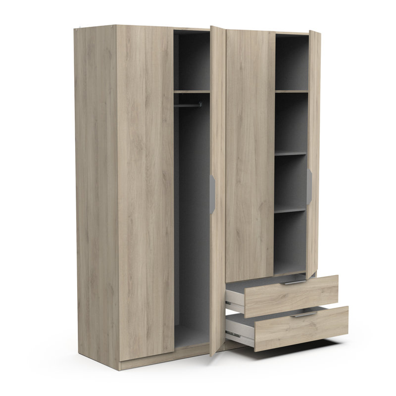 Sinaiya 4 Door Manufactured Wood Wardrobe, Oak