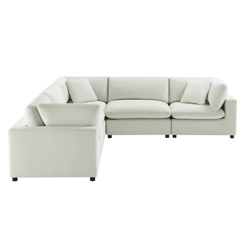 Canapé modulaire 5 pièces Vinessa, Polyester ivoire performance