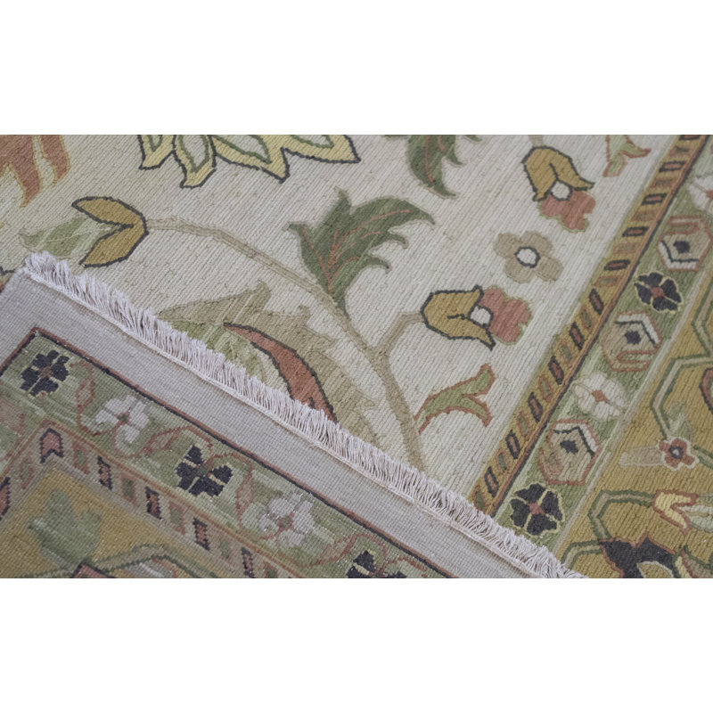 Tapis beige et doré de haute qualité noué à la main