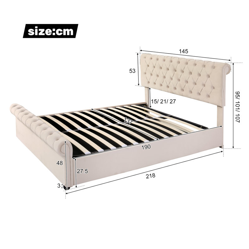 Dehoyos Upholstered Storage Bed, Double (4'6)