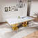 Modern Faux Marble Top Metal Base Dining Table