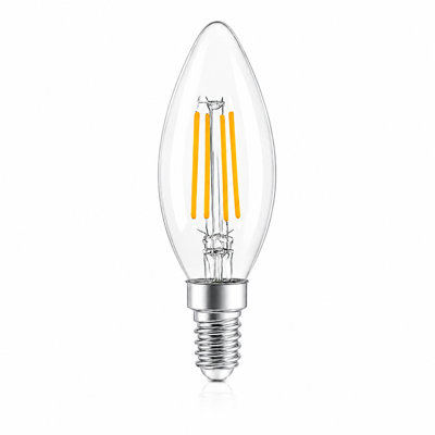 Ampoule à DEL E12 4W, équivalent à 40W, blanc chaud 2700K, verre transparent, non-intensité variable