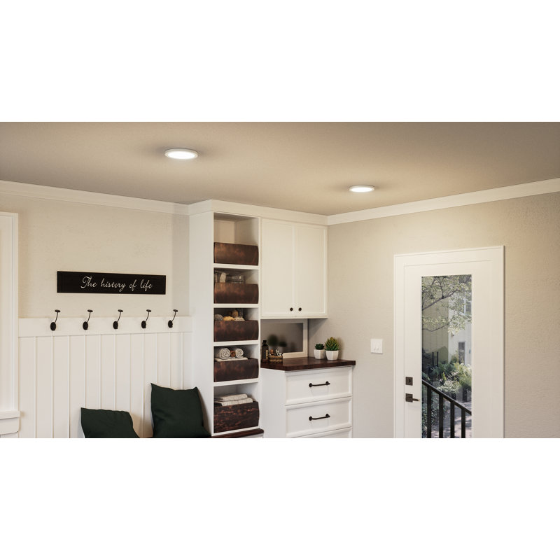 Naquin Acrylic LED Flush Mount, 1" H x 7.5" W x 7.5" D, White Lustre