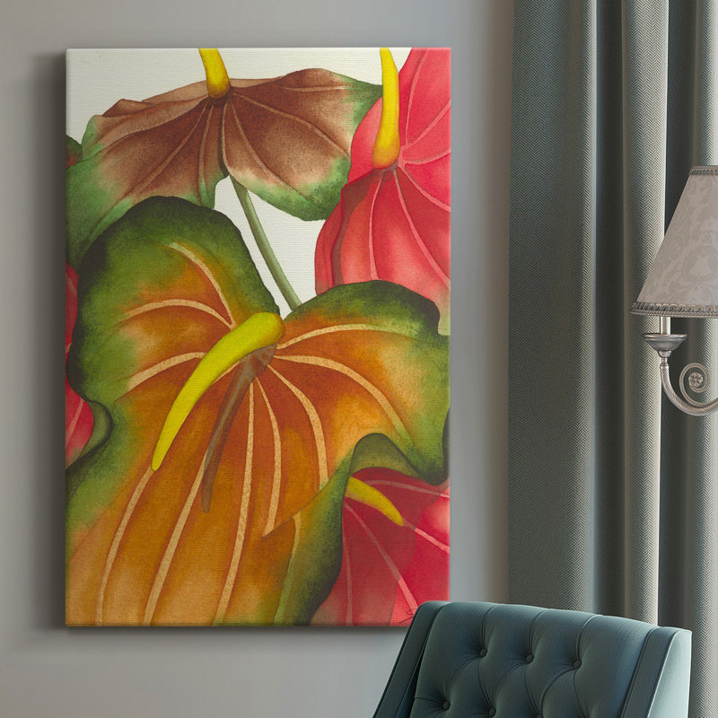 Anthuria I - peinture sur toile tendue, H 12 po x l 8 po x P 1 po
