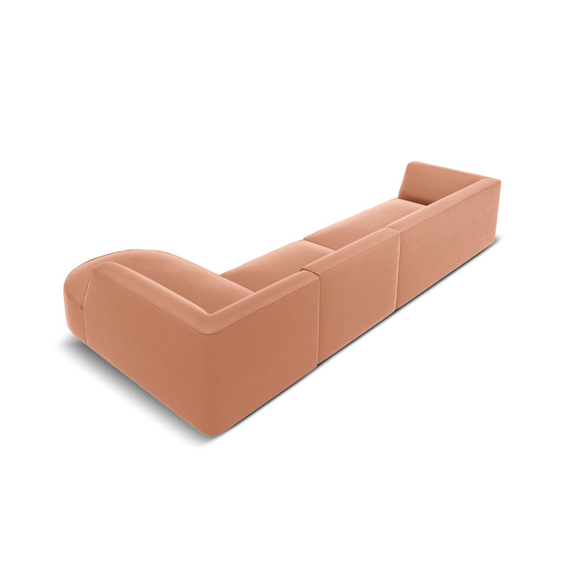 Adoraim 6 Seater Velvet Sofa & Chaise, Right Hand Facing, Pink