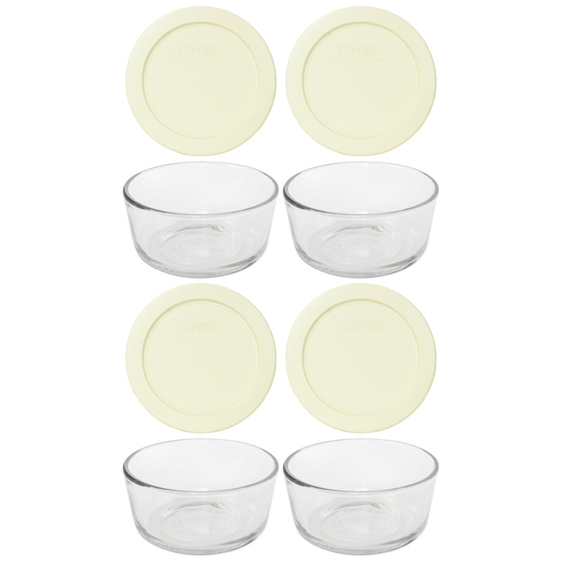 Bols en verre Pyrex 7200 et couvercles assortis 7200 PC, Crème aigre