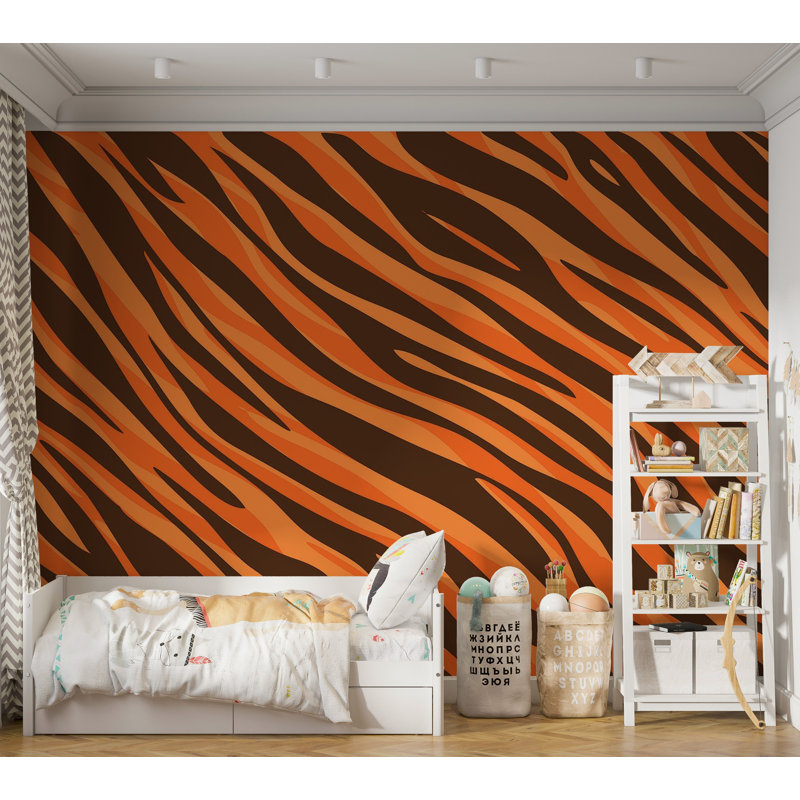 Papier peint de qualité supérieure - Motif rayé tigre, L 96 po x l 120 po