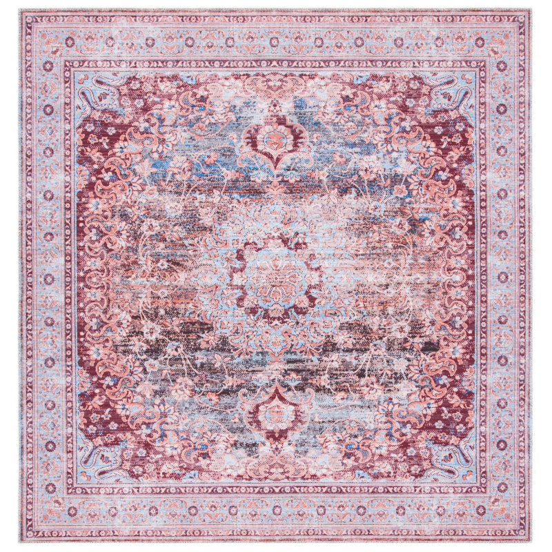 Hallel Performance Machine Washable Oriental Rug, Square 6'7"