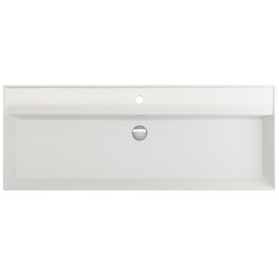 Lavabo de salle de bain rectangulaire double en argile réfractaire avec trop-plein 18,3 "BOCCHI Milano