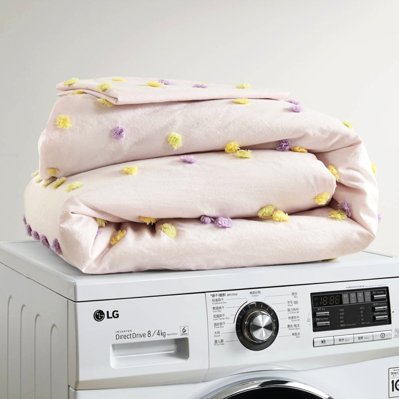 4Pcs édredon en coton rose simple / simple TG avec rembourrage et décoration