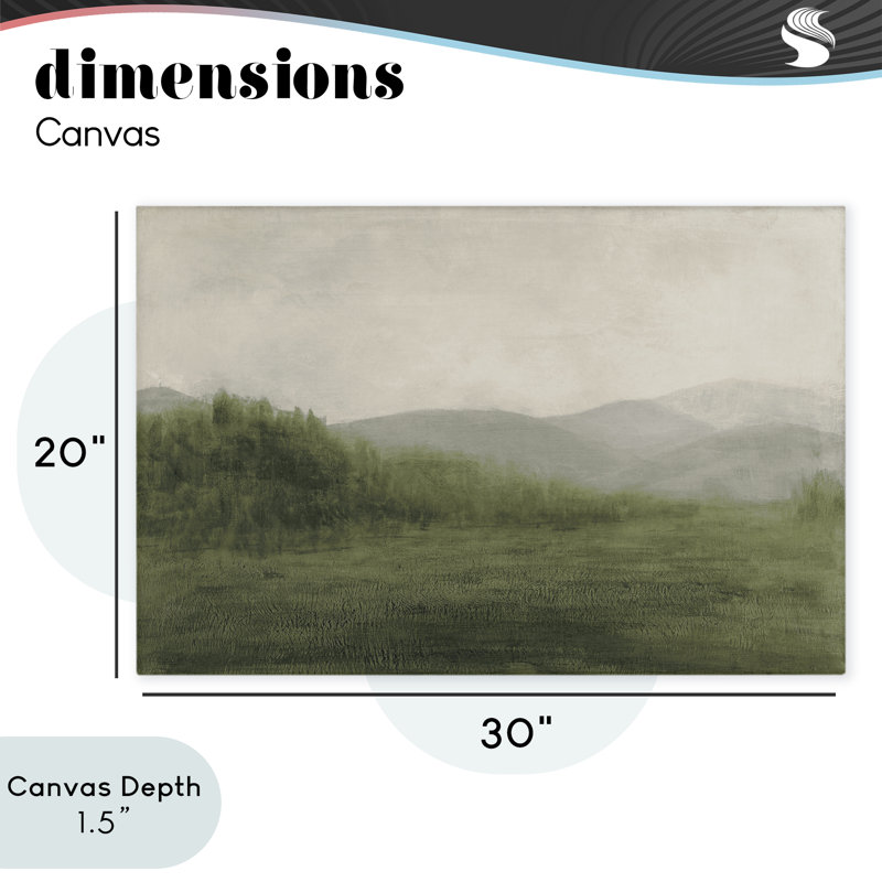 Toile brumeuse campagne verte, design par Walt Johnson, H 20 po x l 30 po