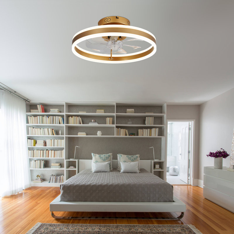20" Ikeoluwa Modern Flush Mount Ceiling Fan with Dimmable LED Light Kit Remote and APP Control LowProfile Reversible DC Motor Fan for Bedroom