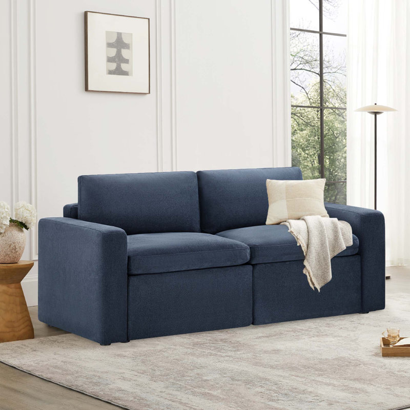 Canapé modulaire rembourré 2 pièces 74 "Lana, H 34 po x l 74 po x P 34,6 po, Élite indigo