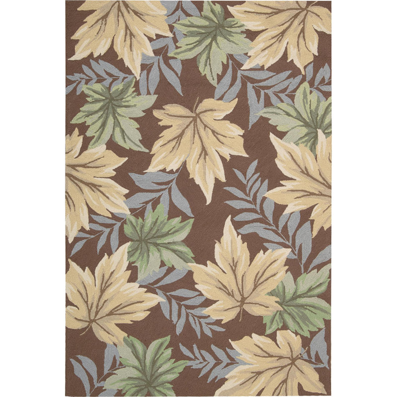 Tapis intérieur/extérieur moka crocheté à la main floral Ely, Rectangle 9 pi 6 po x 13 pi