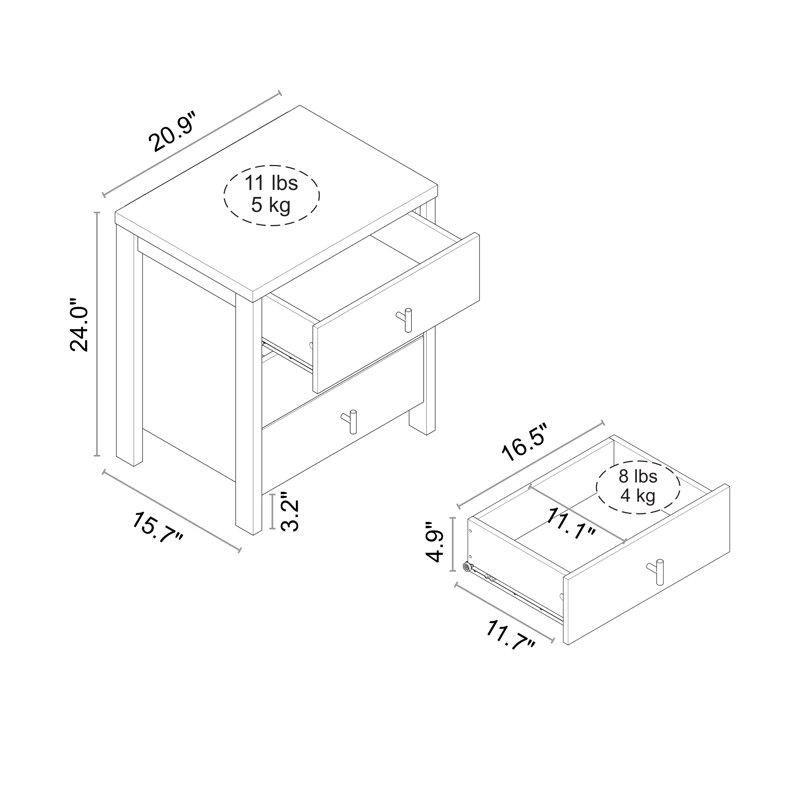 Allysyn Modern 3- Drawer Nightstand Set Of 2