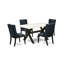 Ensemble de table de salle à manger 5 pièces comprenant une table de cuisine rectangulaire avec pieds en X et 4 chaises de salle à manger Parsons en tissu noir, noir brossé-84511691