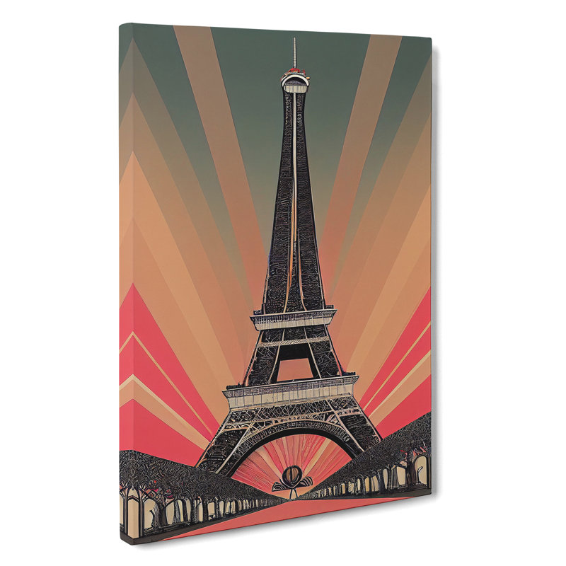 Eiffel Tower Art Deco No.4 - Wrapped Canvas Print, 50cm H x 35cm W x 3cm D