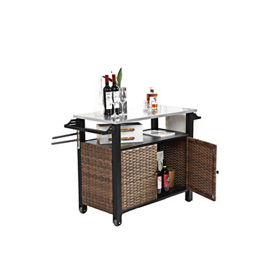 Outdoor Kitchen Island Rolling Cart With Cabinet by Ophelia & Co.