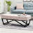 Rectangular Faux Wood With Button- Seat And Chic Style Contemporary Waffled Stitch Cover Geometric Leg Frame