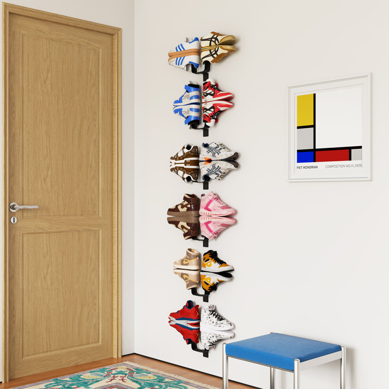Range-chaussures mural flottant 6 pièces, 6 paires de chaussures flottantes invisibles, noir, Noir