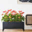 Indoor Raised Trough Planter, Concrete Effect Rectangular Plant Pot with Hammered Pattern, Black Flower Pot on Metal Stand-93635331