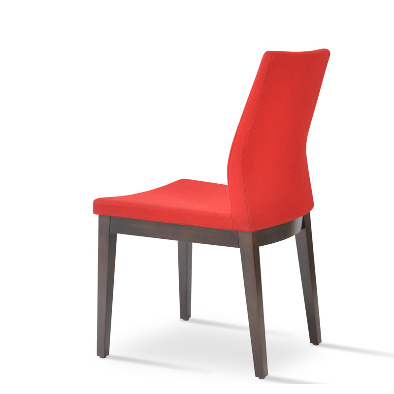 Pasha Wood Dining Chair in Boucle Fabric, Wenge, Off White Boucle