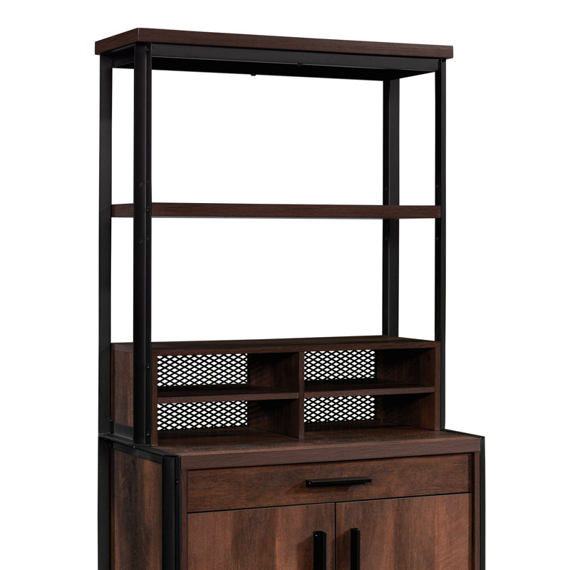 Brun avec tablettes réglables horizontales, produit industriel, dos ouvert, convient au décor du salon