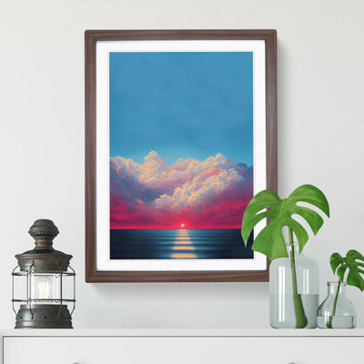 Tremendous Ocean Sunset 1 Piece Single Picture Frame Wall Art