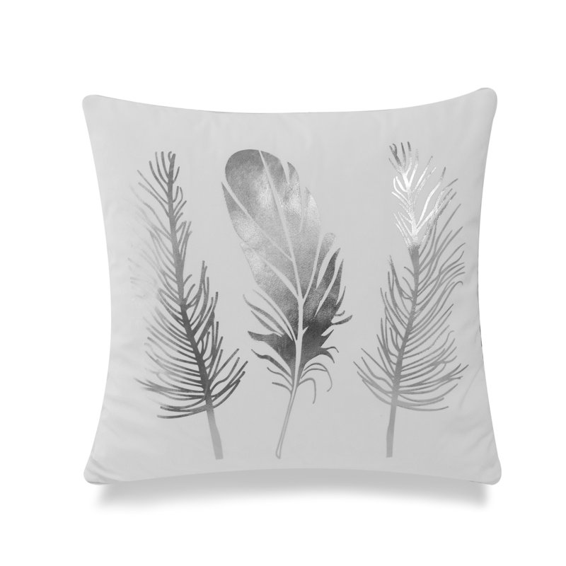  Oreiller carré en plumes, Argent argent, Polyester / bourre de polyester