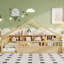 Lit en bois avec bibliothèque et lumière-719787092-719787113
