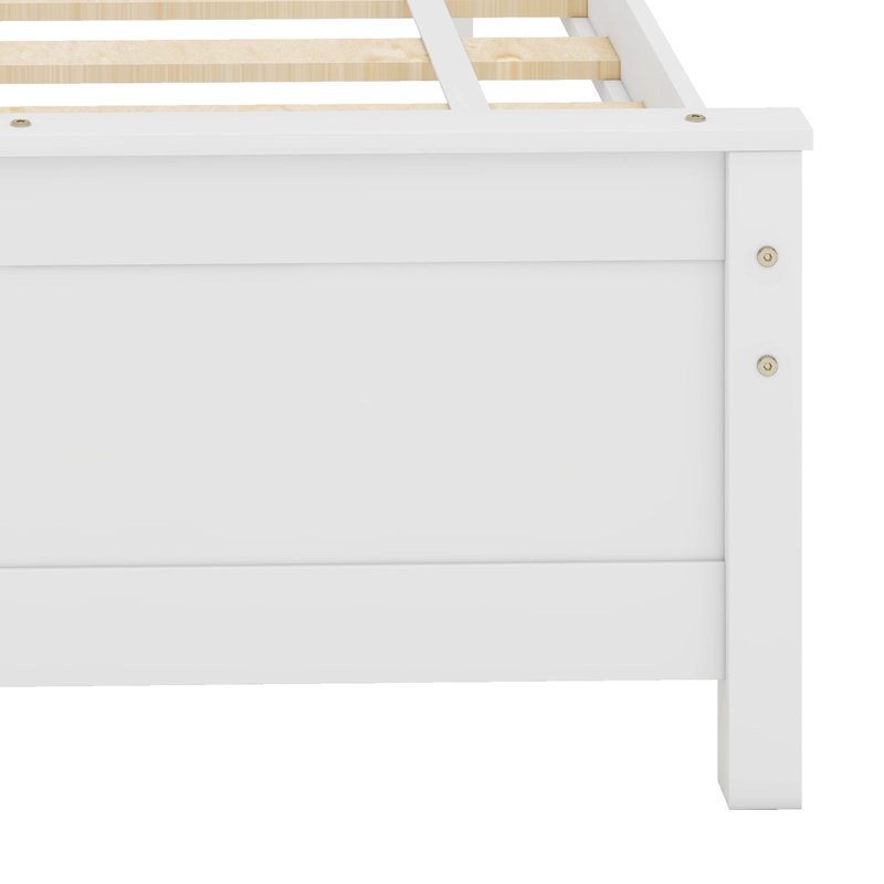 Lit plateforme double Camille avec table de chevet, Blanc