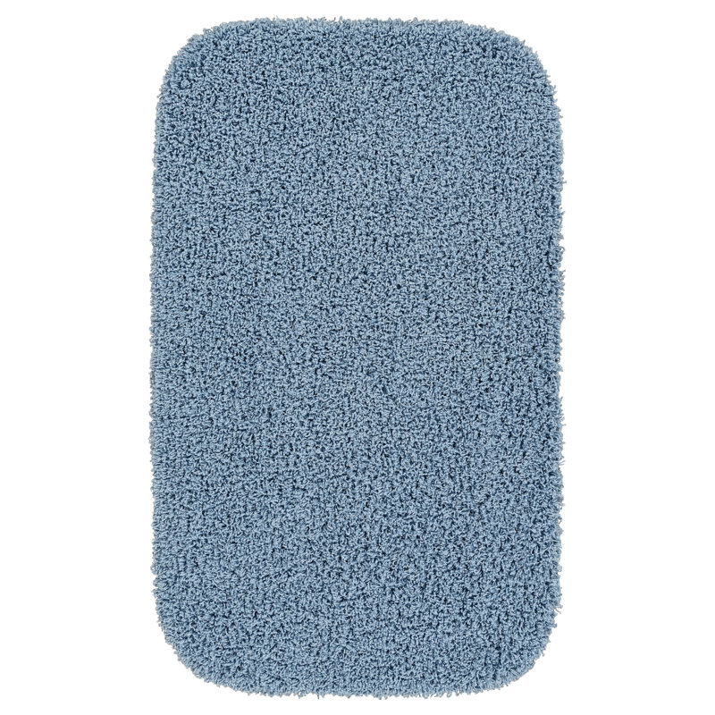 Tapis pour salle de bain en nylon avec envers antidérapant Frechette, Bleu bassin, 24 po x 40 po