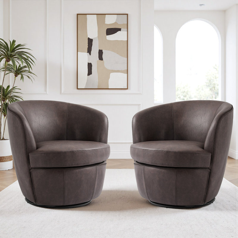 Aunna 81Cm Wide Swivel Club Chair, Chocolate 