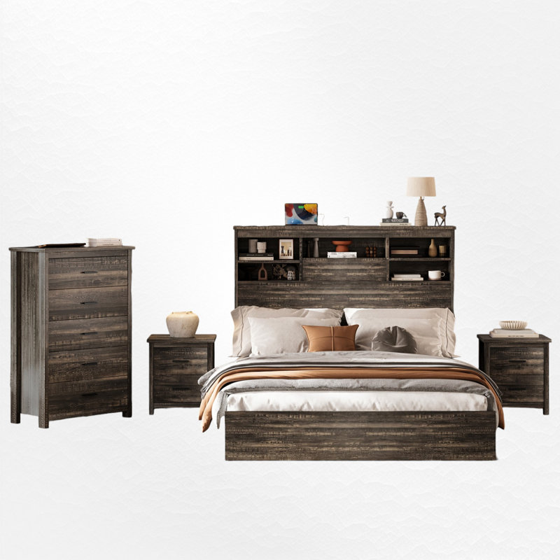 Ensemble de chambre à coucher 4 pièces, Gris